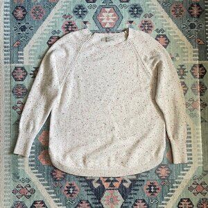 LOFT Cream Speckled Crewneck Sweater